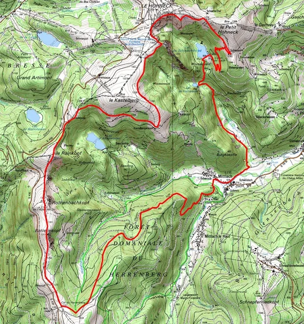 Trace de notre randonnée au départ de Mittlach